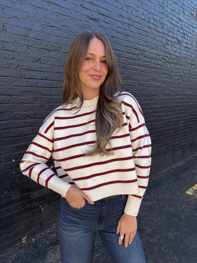 Burgundy Striped Sweater
