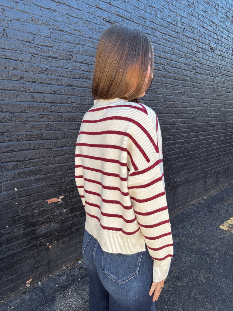 Burgundy Striped Sweater
