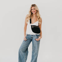 Rachel Raffia Westlyn Bum Bag: Black