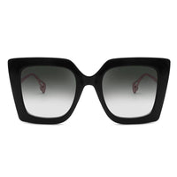 Luxurious Oversize Square Cat-Eye with Pearl-Tip Sunglasses