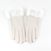 Faux Leather Gloves w/Faux Fur: Black