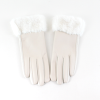 Faux Leather Gloves w/Faux Fur: Black