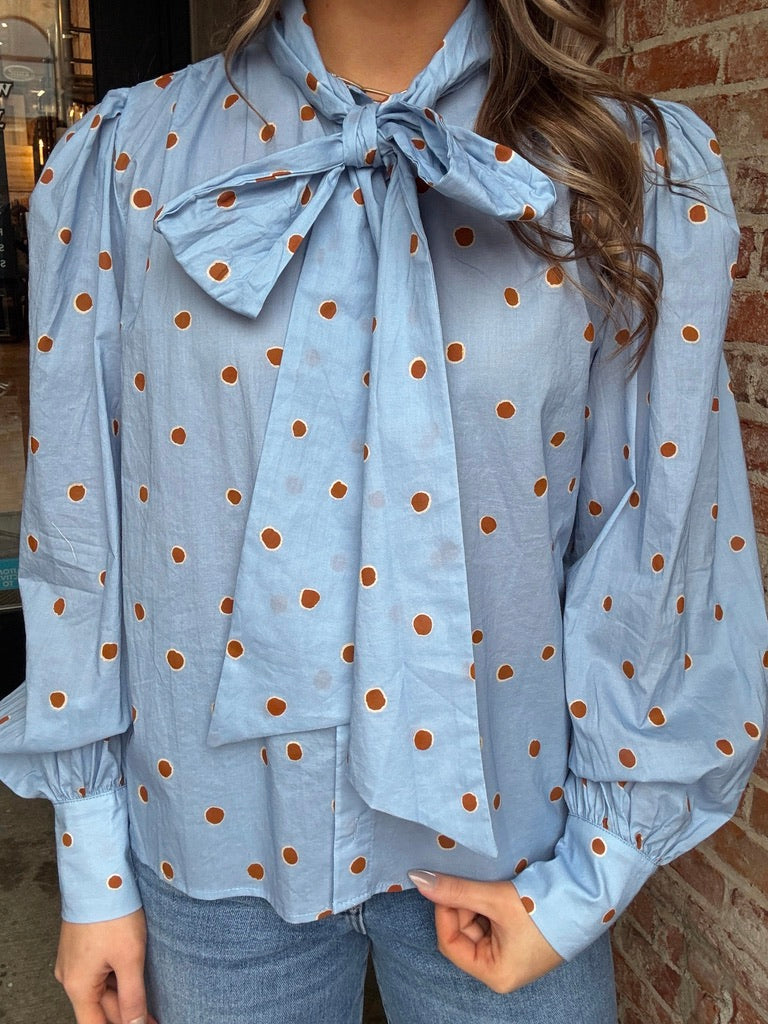 Printed Woven Neck Tie Blouse