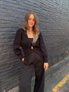 Gold Button Cardigan - Black