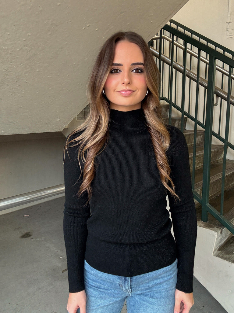 LS Mock Neck Sweater - Black