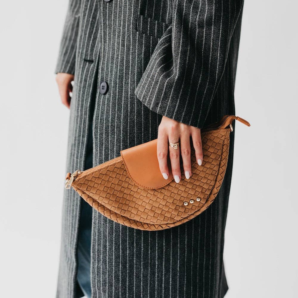 Selena Suede Flap Crossbody: Camel