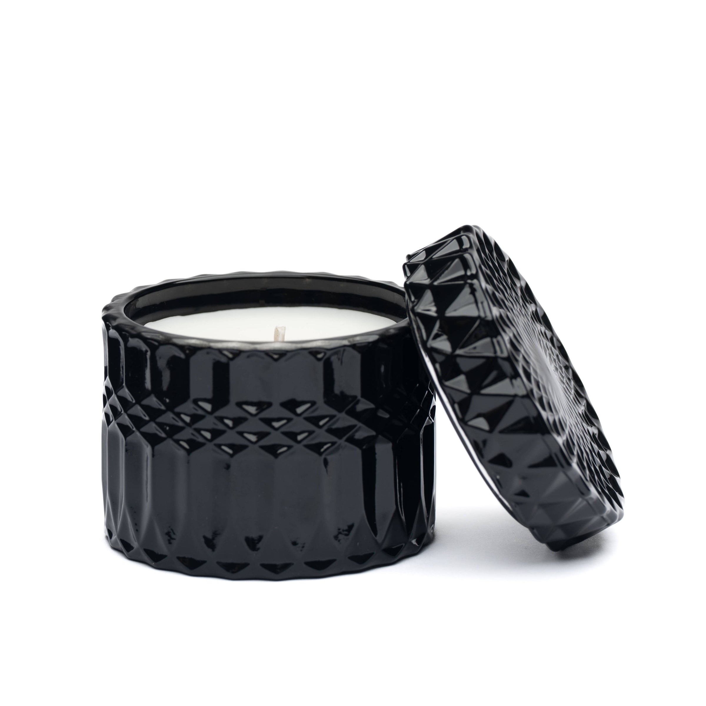 Faceted Jar Candle - 8 oz - black glass - Boyfriend Jeans