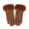 Faux Leather Gloves w/Faux Fur: Black
