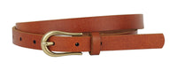 Basic Skinny Equestrian Buckle Leather Belt: BLACK / S