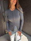 Split Hem Top - Gray