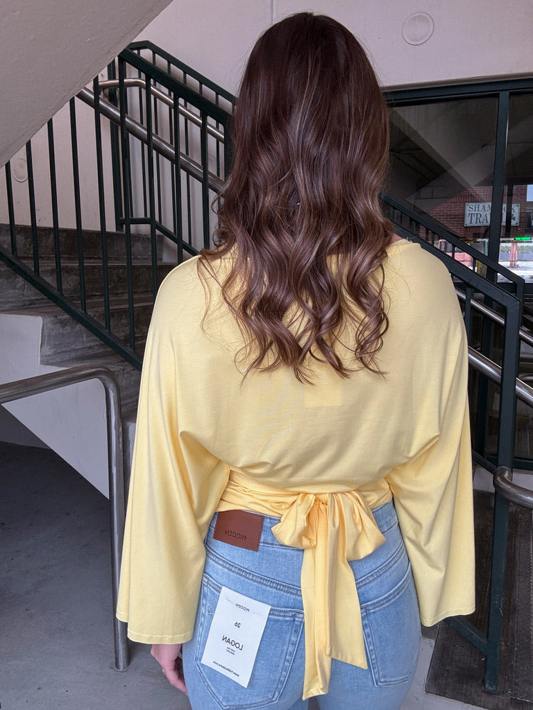 Allyson Back-Tie Dolman Sleeve Top - Banana
