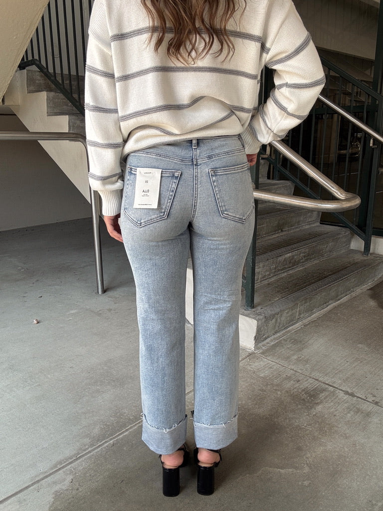 HIDDEN Ella High Rise Classic Straight Jean - Medium Light
