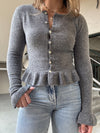 Ruffle Hem Cardigan - Charcoal
