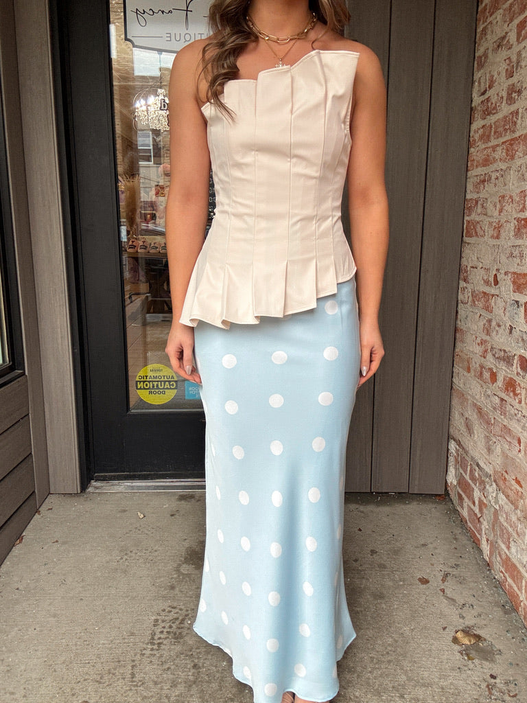 Baby Blue Polka Dot Maxi Skirt