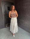 Twist Front Sweater Tube Top -Mink / Off White