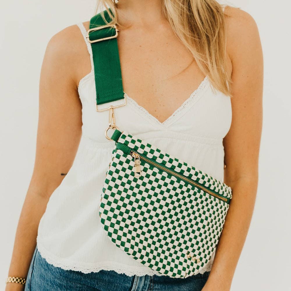 Westlyn Woven Bum Bag - Checkered Emerald