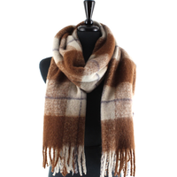 Fuzzy Plaid Scarf: Black