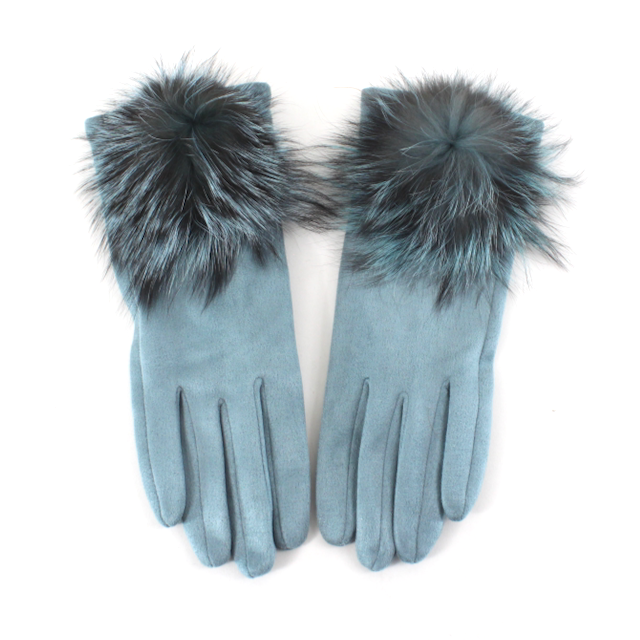 Extra Furry Pom Pom Gloves: Green