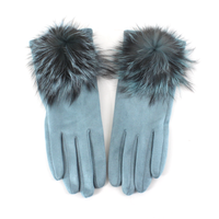 Extra Furry Pom Pom Gloves: Olive