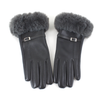 Faux Leather Gloves w/Faux Fur: Black