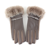 Faux Leather Gloves w/Faux Fur: Black