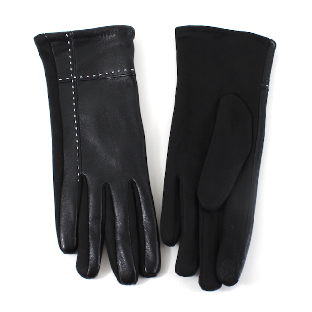 Faux Leather Gloves: Black