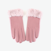 Faux Leather Gloves w/Faux Fur: Camel