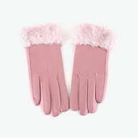 Faux Leather Gloves w/Faux Fur: Black
