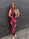 Open Back Floral Mesh Dress