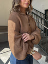 Oversized Balloon Sleeve Sweater - Brown
