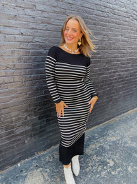 Striped Knit Maxi Dress