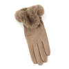 Faux Fur Trim Gloves (Velvet-Like): Wine