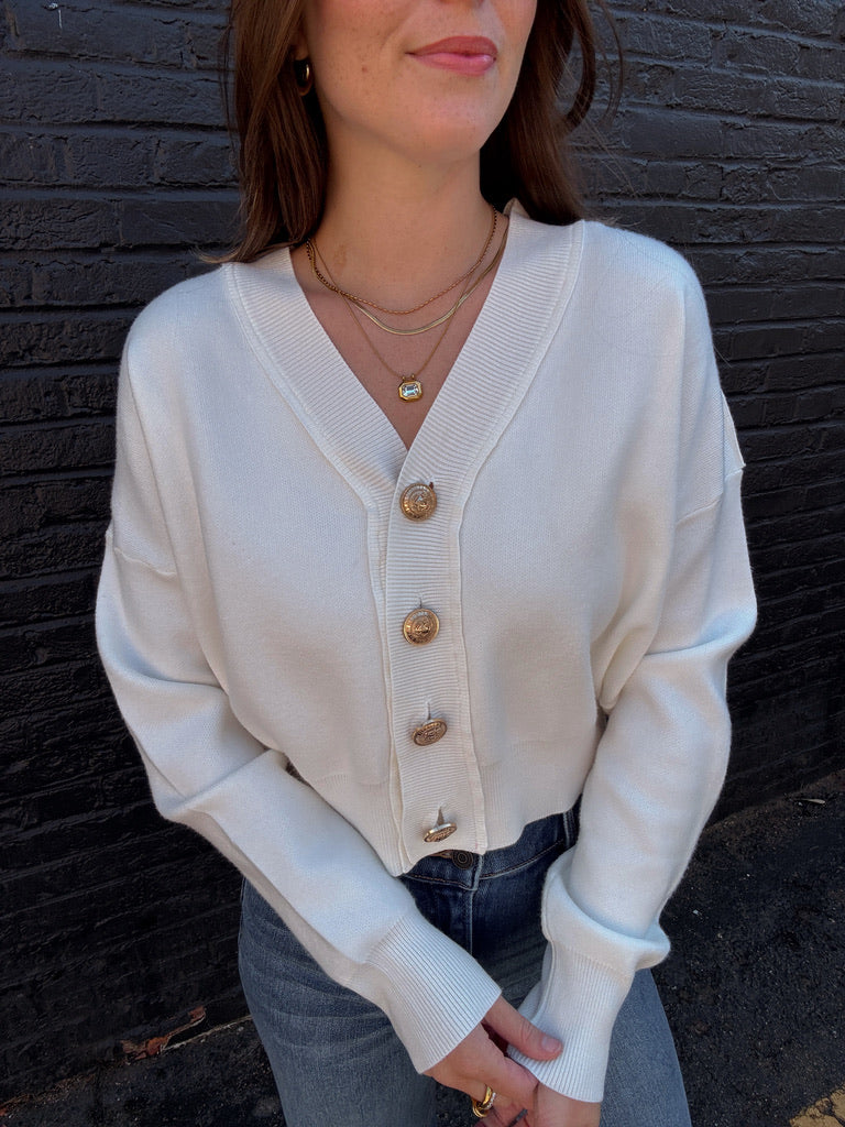 V-Neck Cardigan - Ivory