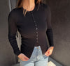 Split Hem Top - Black