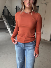 Baby Ribbed LS Top - Rust