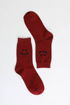 Smiley Face Crew Socks: Gray
