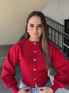 Gold Multi Button Cardigan - Red