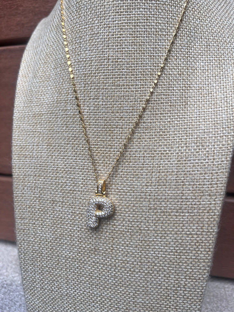 Puffy Initial Necklace - P