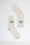 Smiley Face Crew Socks: Gray