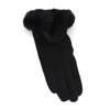 Faux Fur Trim Gloves (Velvet-Like): Wine