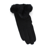 Faux Fur Trim Gloves (Velvet-Like): Wine