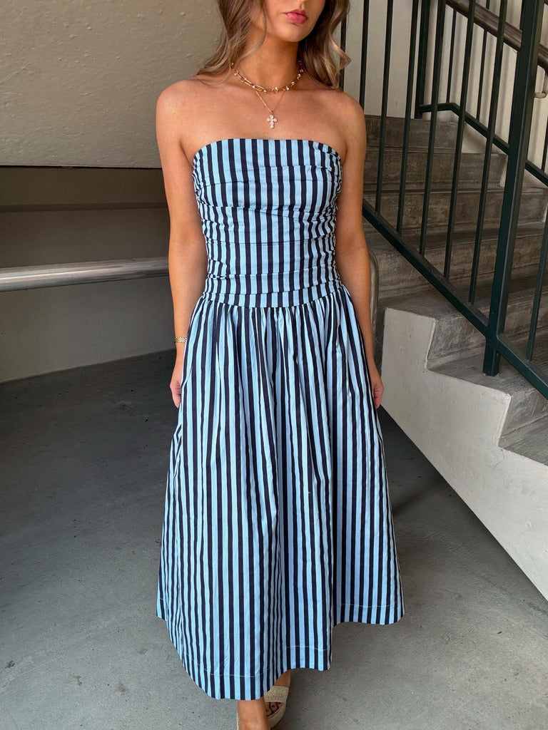 Pinch Stripe Tube Maxi Dress