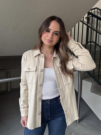 Washed Shirt Jacket - Almond