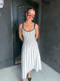 Striped Rhythm Knit Dress - White/Black