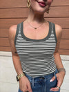 Z Supply Elin Stripe Rib Tank - Dark Agave