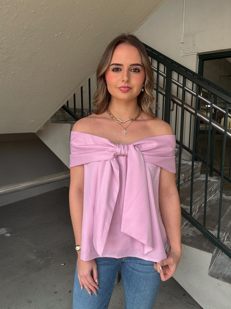 Bardot Bow Top - Lilac