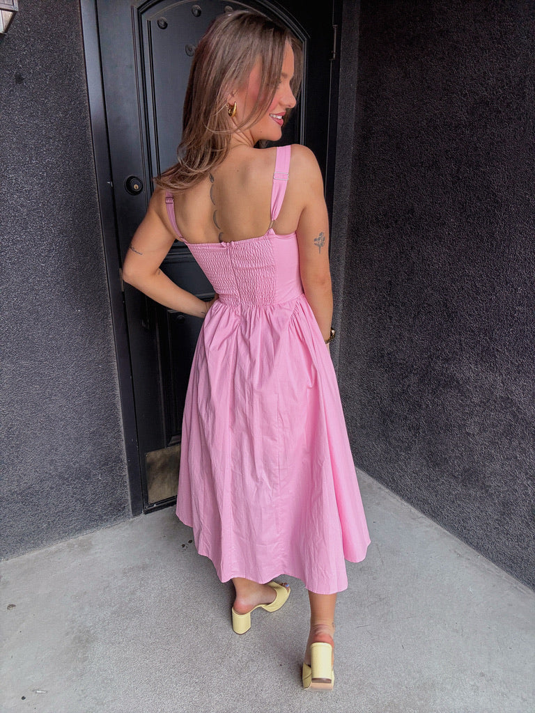 Pink Corset Midi Dress