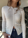 Split Hem Top - White