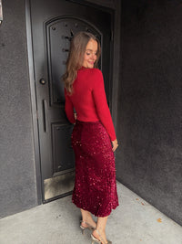 LS Mock Neck Sweater - Red