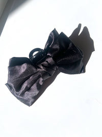 Big Satin Bow Claw Hair Clip: Black